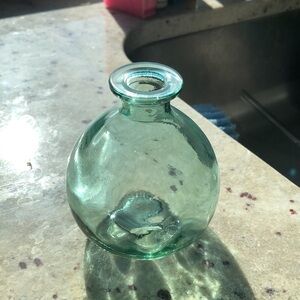 Turquoise Blue Green Glass Round Bud Vase in Seaglass Seafoam